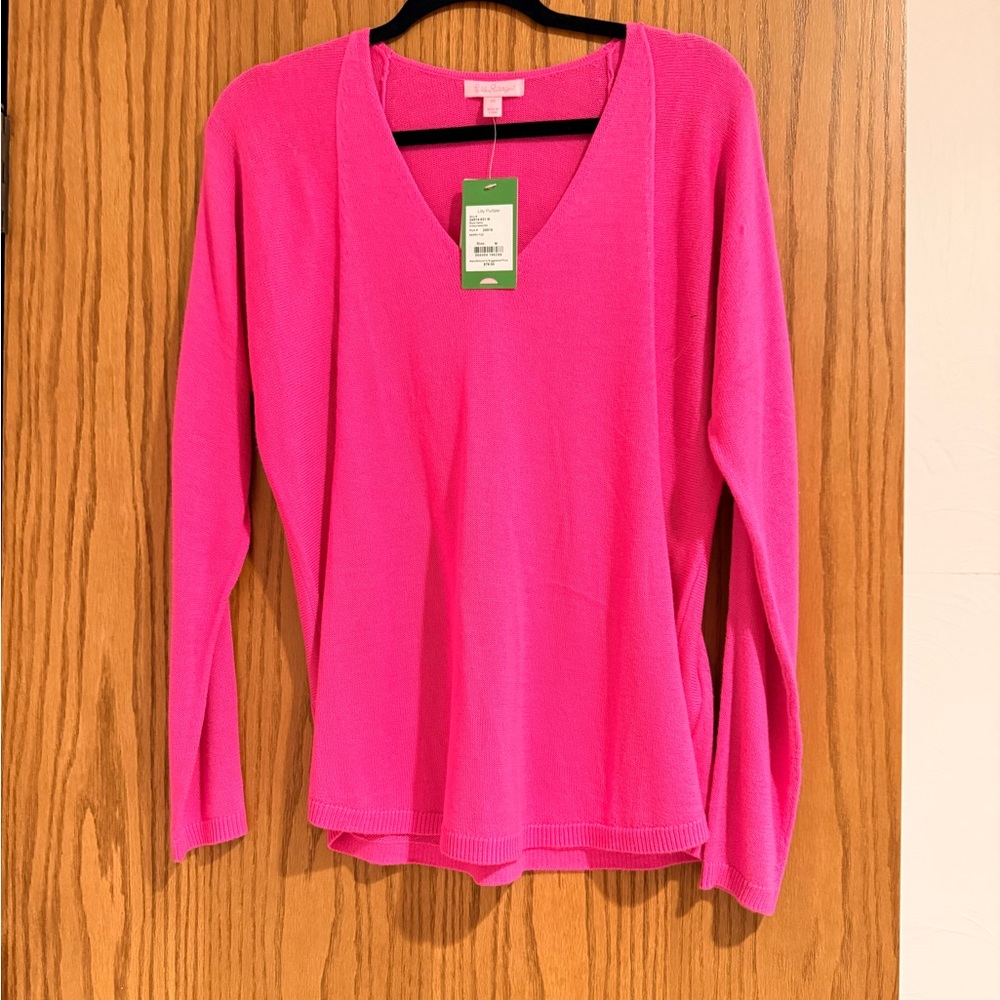 Lilly Pulitzer Bright Pink Long Sleeve V-Neck Top